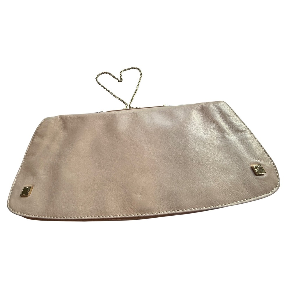 Liz Claiborne Rare Vintage New York Peach Buffalo Leather Clutch Evening Bag